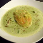Mangold Suppe mit Ingwer und Saiblingsfilet