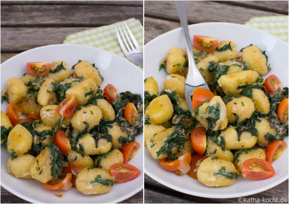 Gnocchi-Pfanne mit Spinat, Tomaten und Käse - Katha-kocht!