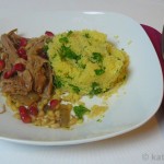 Geschmorte Lammschulter mit Couscous und orientalischen Dips