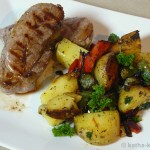 Frischlings-Steak mit Kartoffel-Paprika Pfanne
