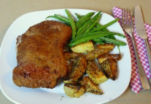 Rinder Cordon-Bleu mit Bohnen und Kartoffeln