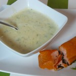 Sellerie-Apfelcréme Suppe mit Räucherlachs