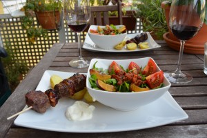 Pflaume-Rind Grillspieße und der passende Salat