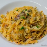 Chili Tagliatelle con olio mit Herzmuscheln