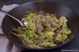 One Pot Bulgur mit Rosenkohl
