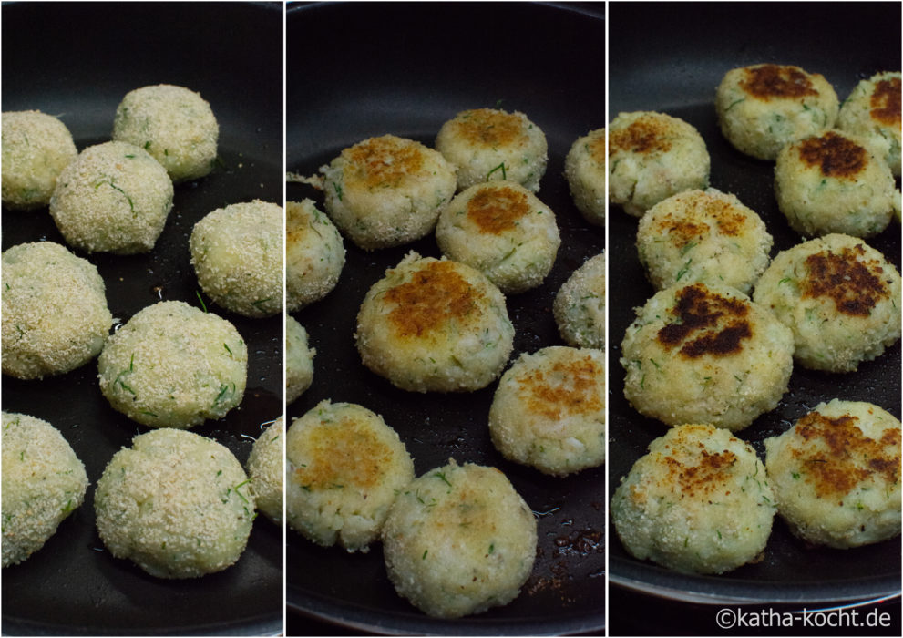 Fisch-Kartoffel Bouletten mit Honig-Senf Sauce