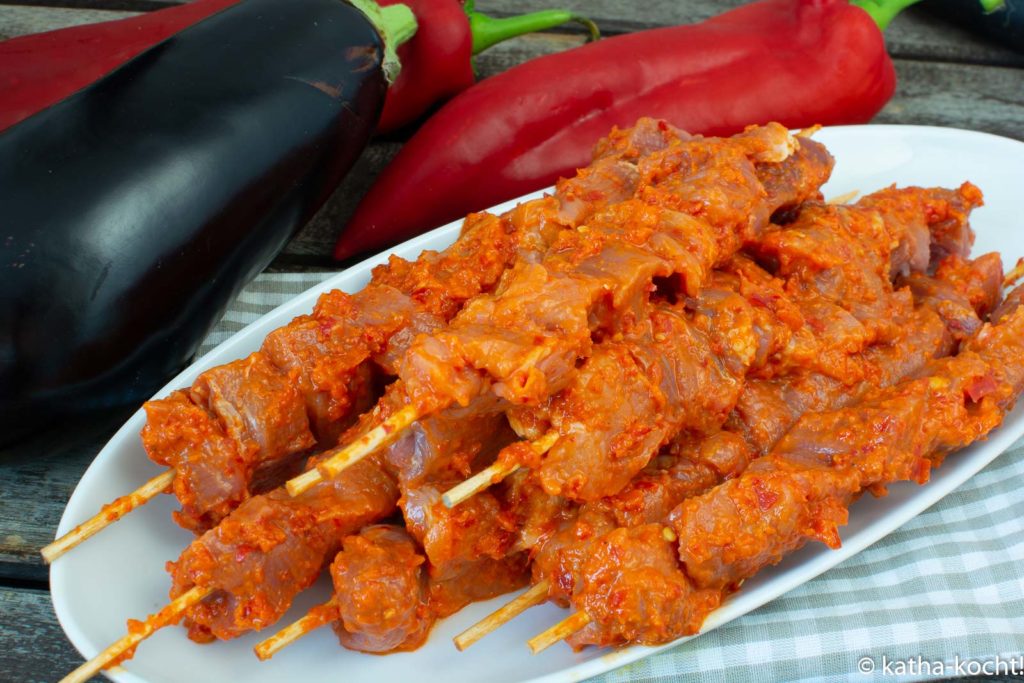 Kalbsfiletspieße mit Ajvar-Marinade 