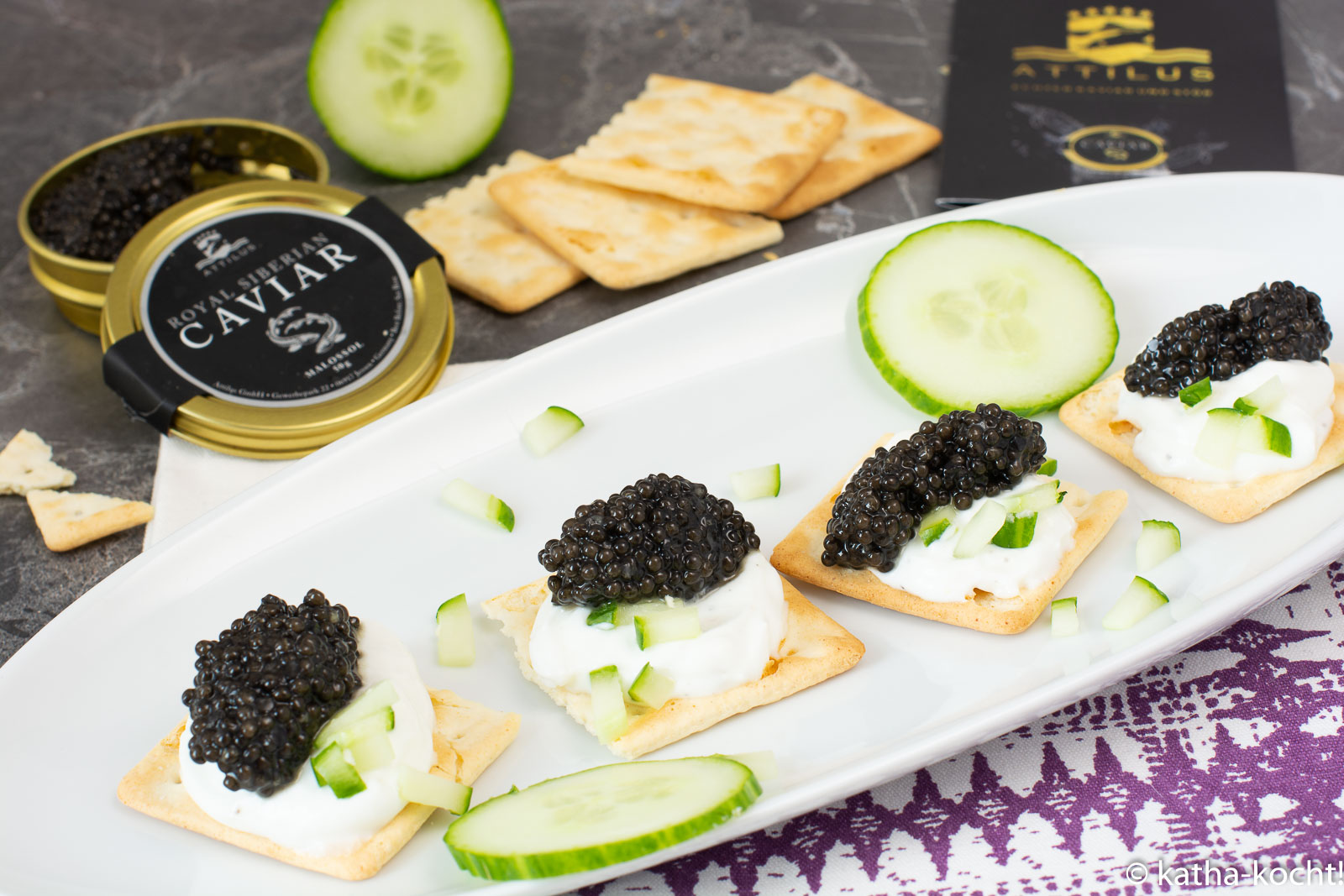 Leichte Kaviar-Cracker mit Attilus-Kaviar - Kooperation - Katha-kocht!