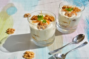 Ich hab ein Kalenderfoto! Bananencréme mit karamellisierten Walnüssen