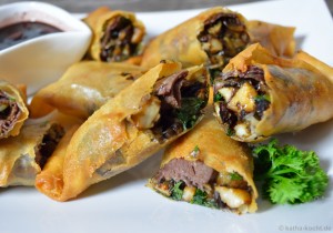 Frühlingsrolle mit Wildschwein und Steinpilzen