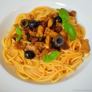 Spaghetti Arrabiata mit Schweinefilet