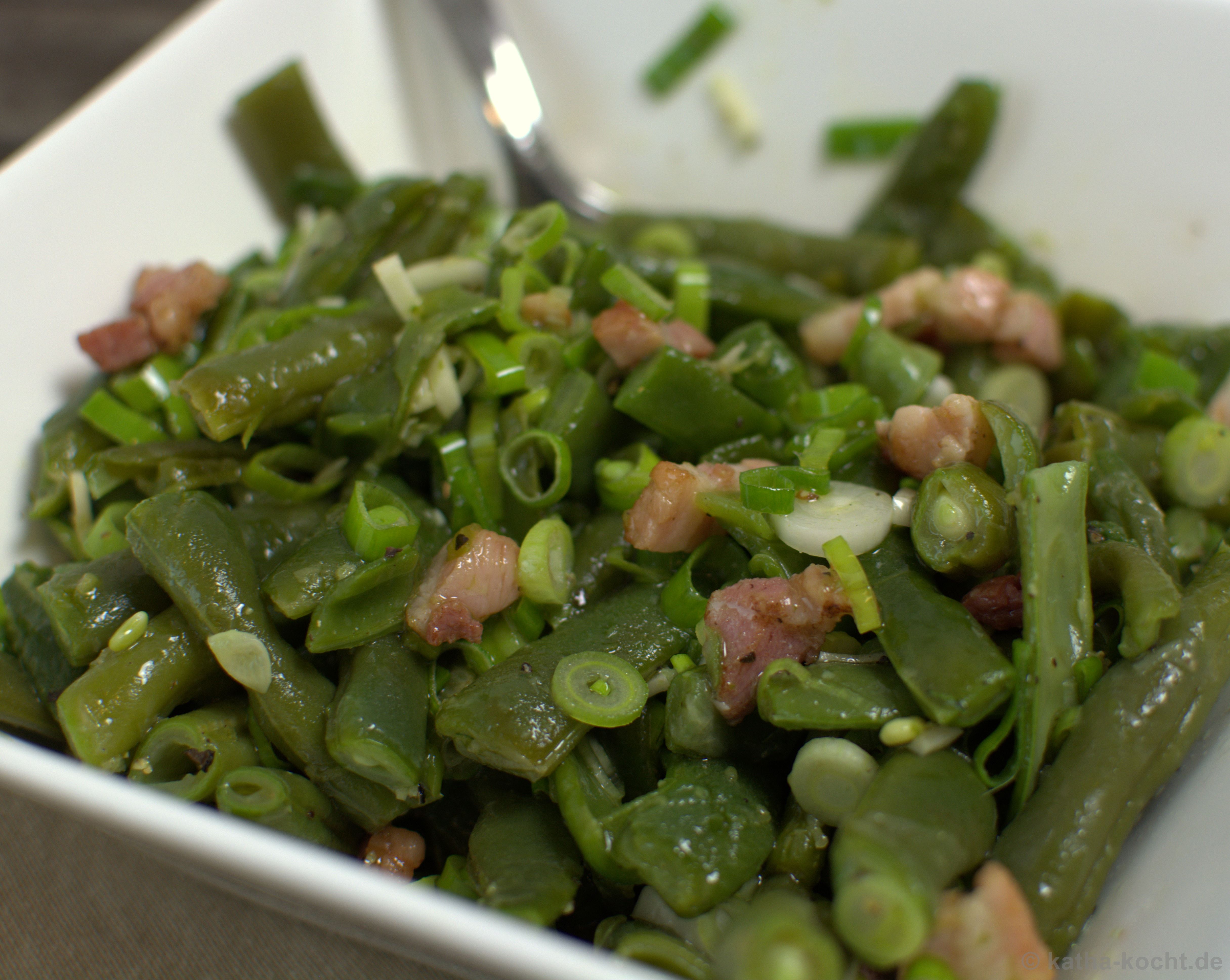 Grüne Bohnen Salat mit Speck