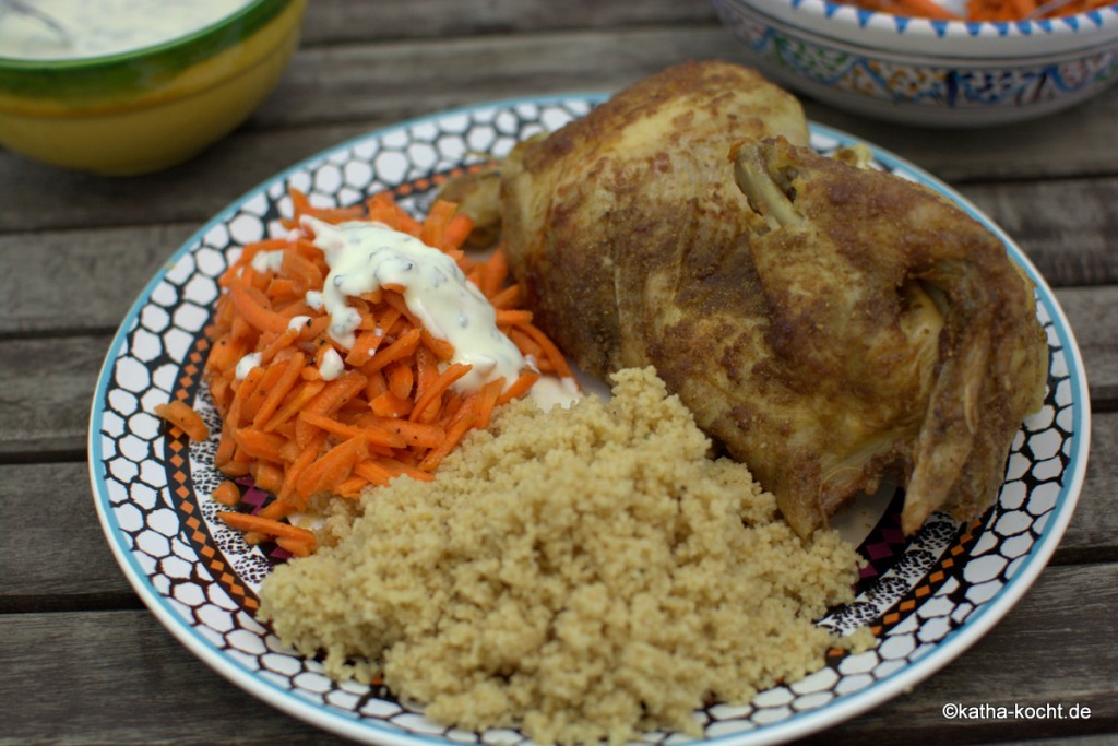 Marokkanisch gewürztes Brathähnchen mit Couscous - Katha-kocht!