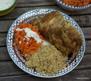 Marokkanisch gewürztes Brathähnchen mit Couscous