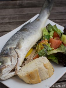 Wolfsbarsch auf Salbei