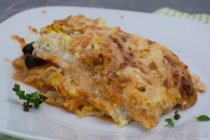 Fisch Lasagne mit Zucchini und Tomatensauce
