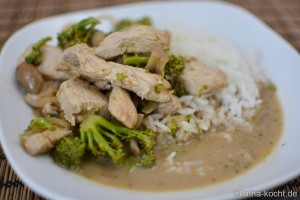 Grünes Putencurry mit Reis Grünes Putencurry mit Reis