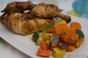 Brathähnchen mit herbstlichem Gemüse