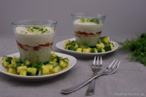 Fischmousse mit Kaviar und Gurkensalat