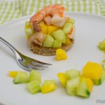 Gebratene Garnele auf Mango–Gurke Salat