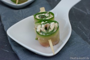 Röllchen mit Gurke und Schinken