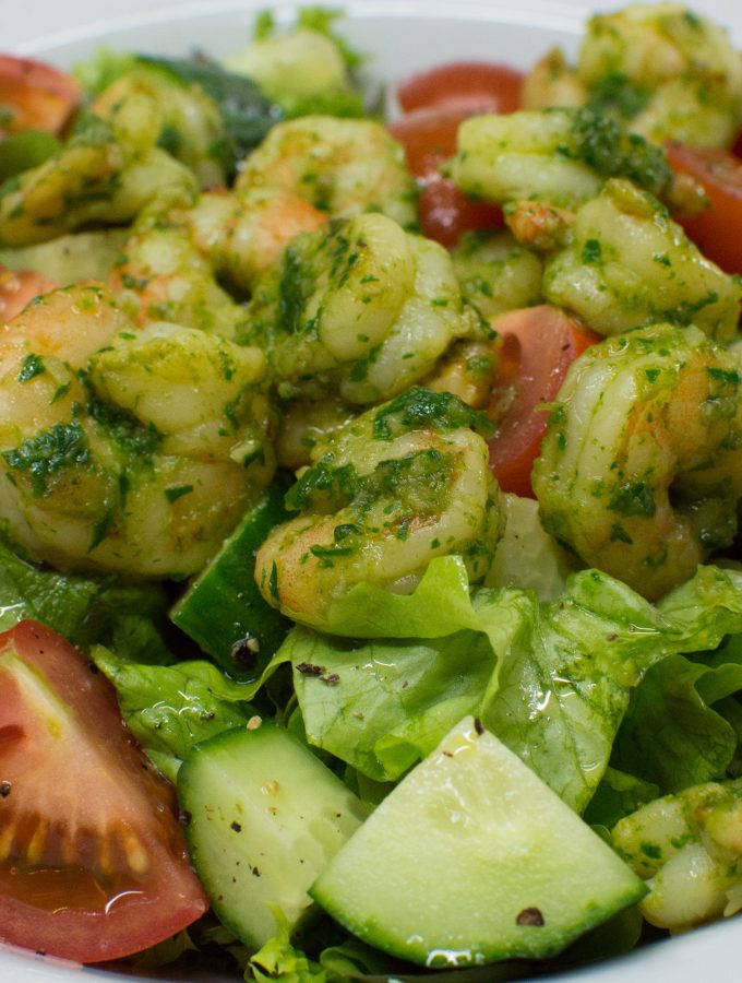 Salat mit Estragon Garnelen