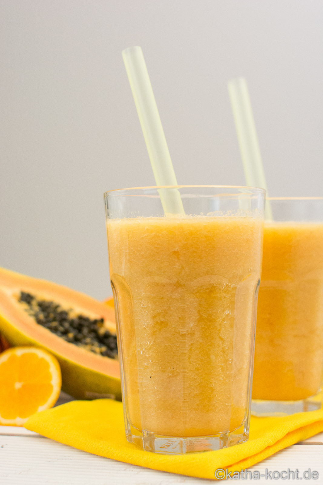 Papaya-Orange Smoothie mit Honigmelone - Katha-kocht!