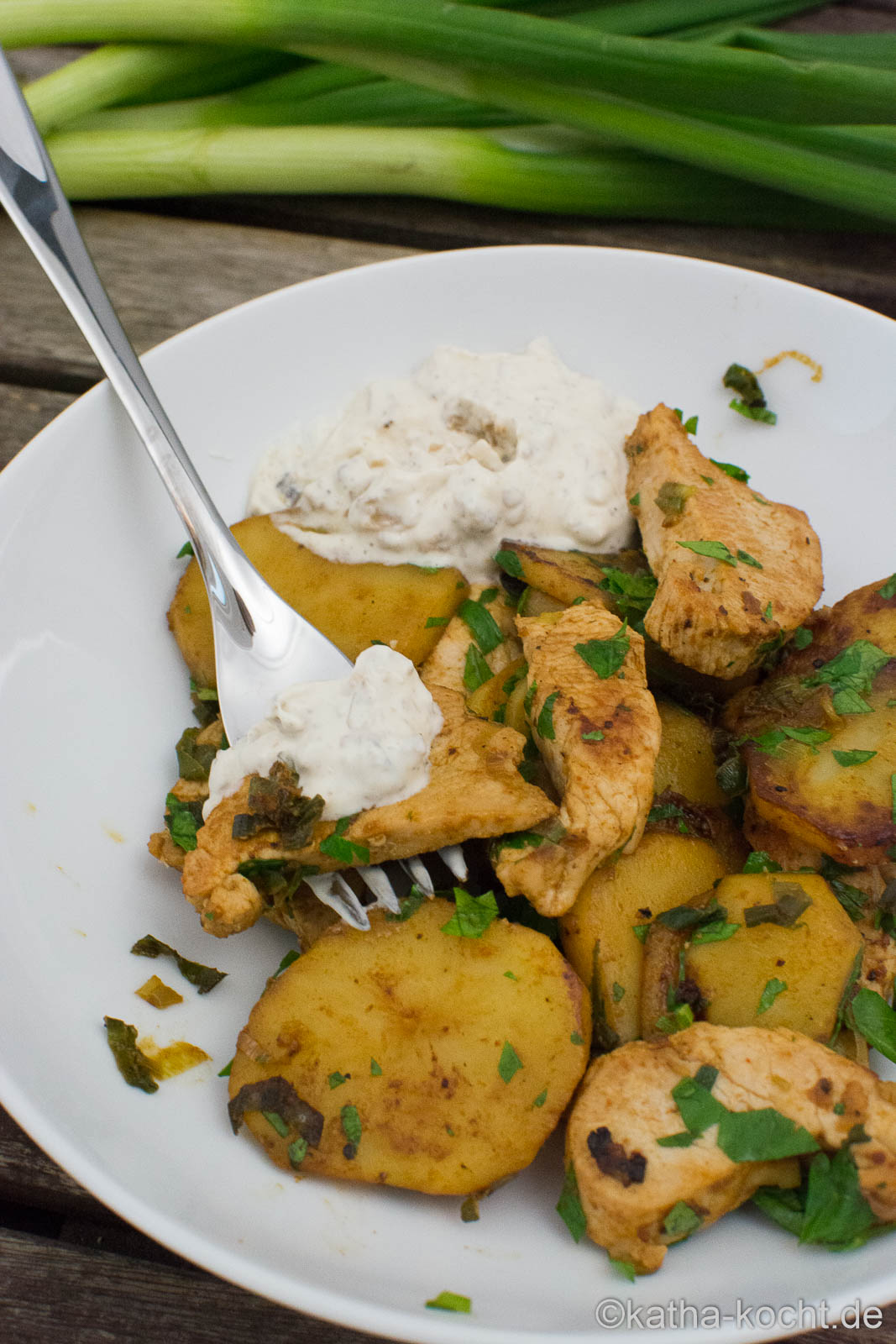 Puten-Kartoffelpfanne mit Steinpilzcreme - Katha-kocht!