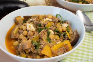 Kichererbsentopf mit Hackfleisch und Feta