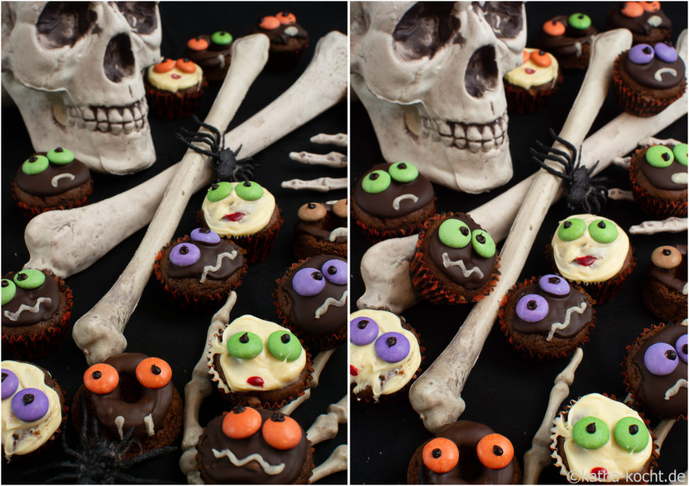 Halloween - Mini-Muffins mit Gruseldeko