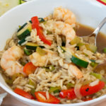 Garnelen-Curry mit Reis und Zucchini