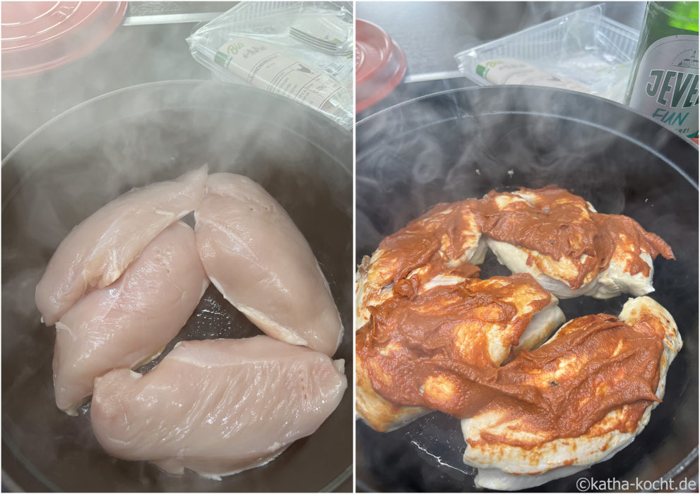 Hähnchenfleisch für Pulled Chicken zu den BBQ Chicken Sliders