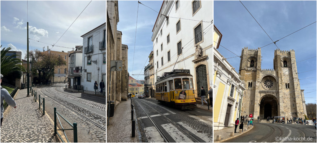 Bild zum Reisebericht Portugal mit Kind - Lissabon - Straßenbahn und Gebäude