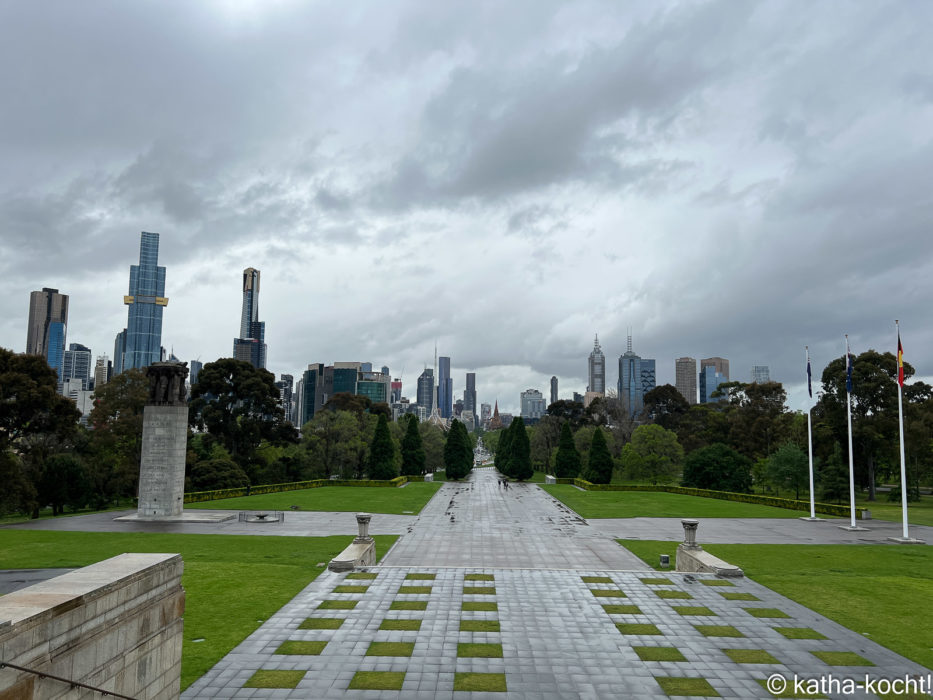 Skyline von Melbourne vom Memorial Shrie aus