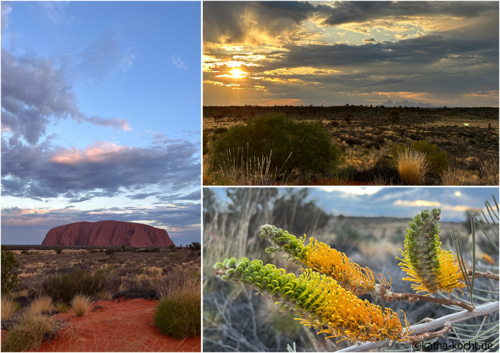 Uluru und Umgebung bei Sonnenuntergang
